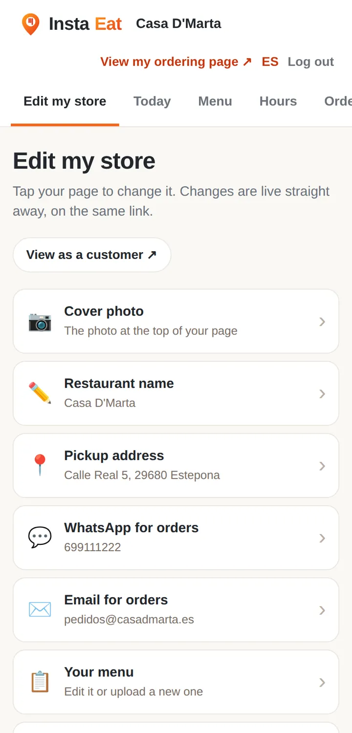 L’espace GogoEat sur un téléphone